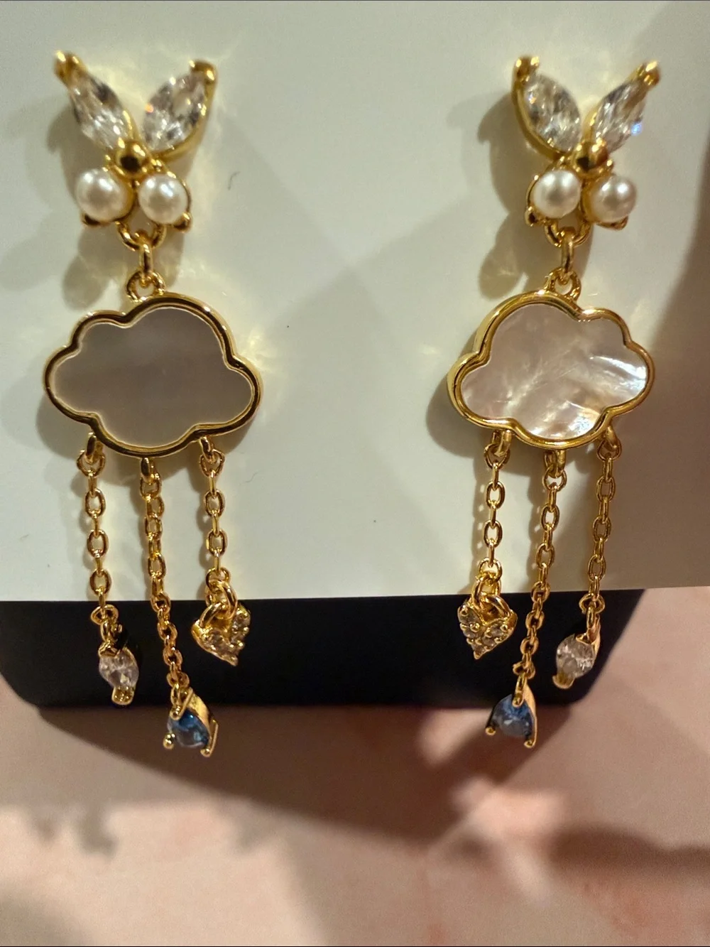 kate spade |♠️| Gold Plated Mother-of-Pearl Cloud Dangle Earrings
